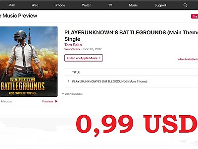 Đến ca khúc chủ đề của PUBG trên cửa hàng App Store cũng được bán với giá 0,99 Đô la