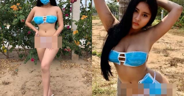 “Can Lộ Lộ bản Việt” dùng khẩu trang làm bikini giữa đại dịch Corona gây phẫn nộ