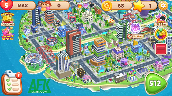 Harbor City with Puzzle: Xếp kim cương xây Thành phố