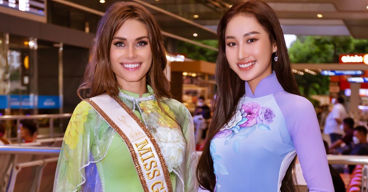 Hoa khôi Miền Trung Đoàn Hồng Trang đọ sắc vóc Miss Global 2019 tại sân bay