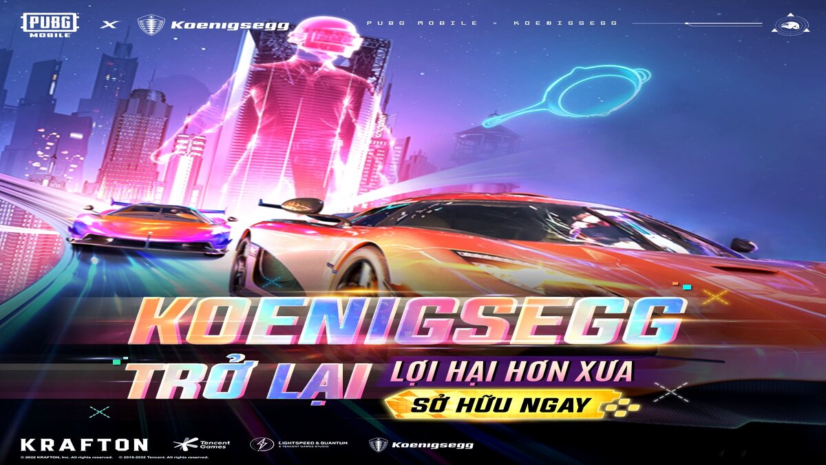 PUBG Mobile tiếp tục chơi sang khi hợp tác cùng hãng Koenigsegg ra mắt siêu xe cực chất