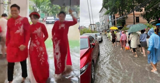 Chú rể Ninh Bình rước dâu giữa ngày Hà Nội ngập nặng, kể trải nghiệm nhớ đời