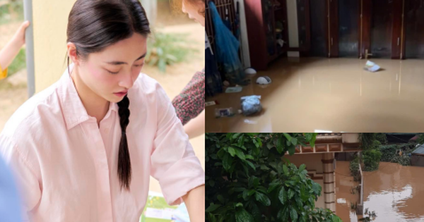 Nhà Hoa hậu Lương Thuỳ Linh ở Cao Bằng bị ngập sâu, cảnh tượng bên trong khiến nàng hậu thốt lên 