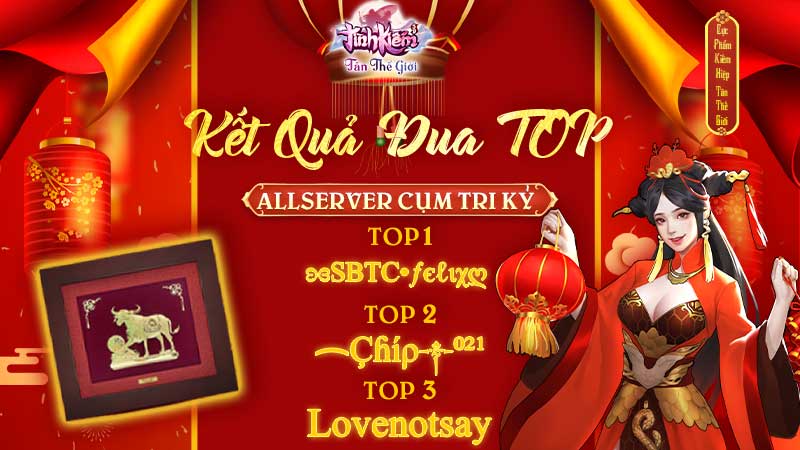 Tình Kiếm 3D lộ diện Top game thủ “đứng đầu thiên hạ” ở cả 2 cụm server