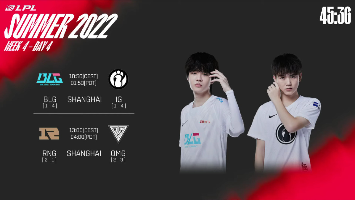 Trực tiếp LPL Mùa Hè 2022 ngày 30/06: BLG vs. IG, RNG vs. OMG