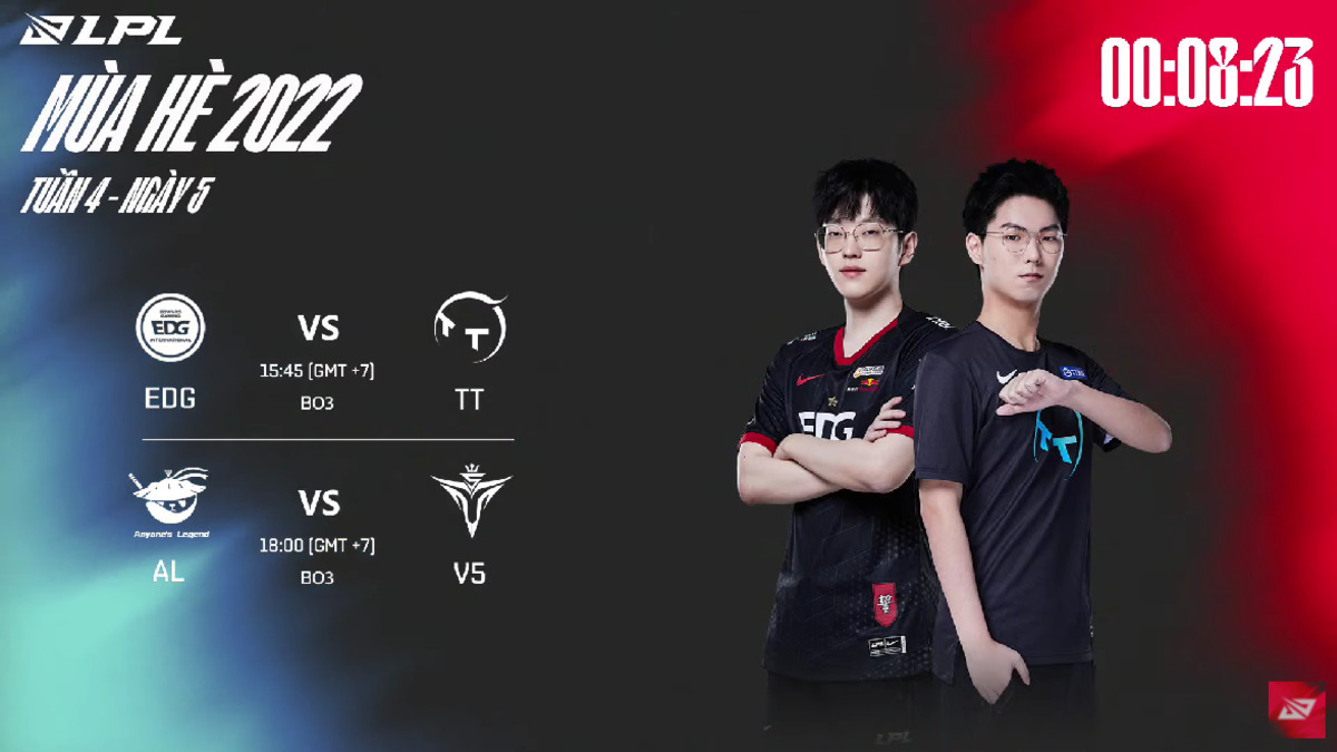 Trực tiếp LPL Mùa Hè 2022 ngày 01/07: EDG vs. TT, AL vs. V5