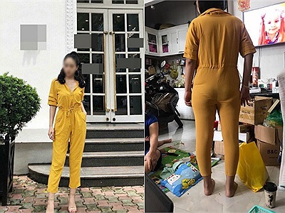 Mua về bộ jumpsuit vàng sang chảnh, cô gái tá hỏa thốt lên: 