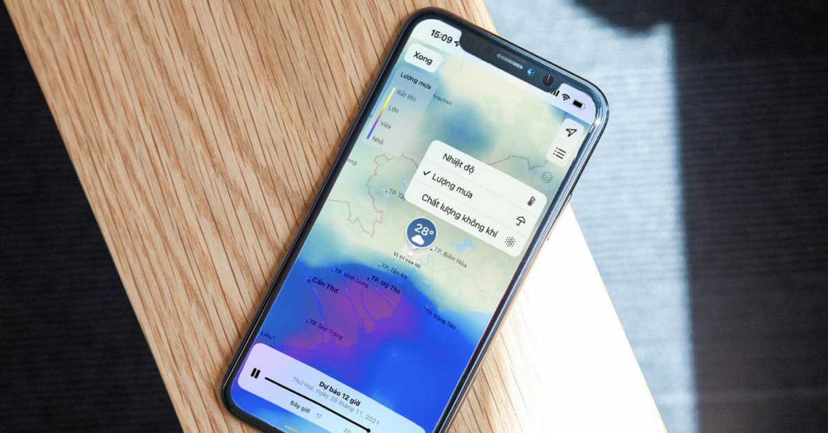 Cách kiểm tra lượng mưa và chất lượng không khí bằng iPhone