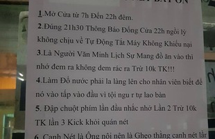 Xuất hiện bảng nội quy quán net 