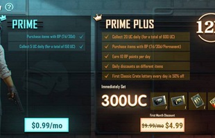 PUBG Mobile: Tính năng VIP xuất hiện, giá gói Prime Plus khoảng 230 nghìn đồng/tháng