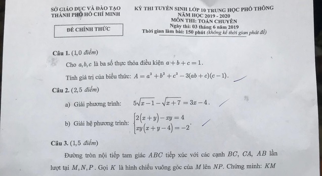 Đề thi vào lớp 10 chuyên Toán ở TP HCM: Đề vừa khó vừa dài, có sự phân hóa rõ rệt