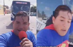 Ăn mặc như Superman rồi ra đường diễn trò, vlogger bị tông trúng khi đang cố chặn xe bus bằng tay