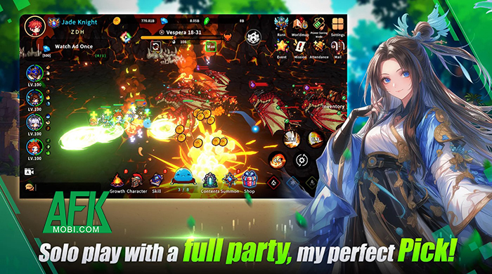 Mời bạn vào Pixel Heroic Legend – Idle Party phiêu lưu cùng đội hình anh hùng pixel cực chất