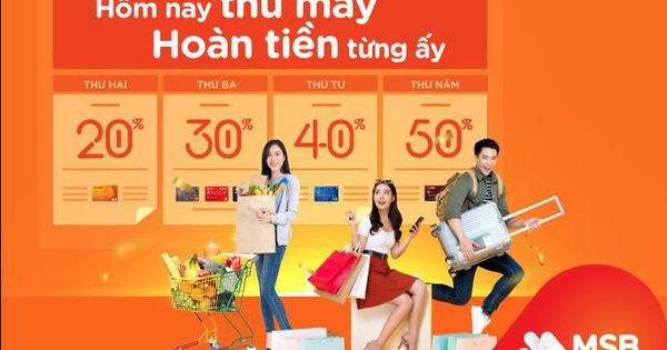 “Hôm nay thứ mấy, hoàn tiền từng ấy” khi chi tiêu thẻ tín dụng quốc tế MSB