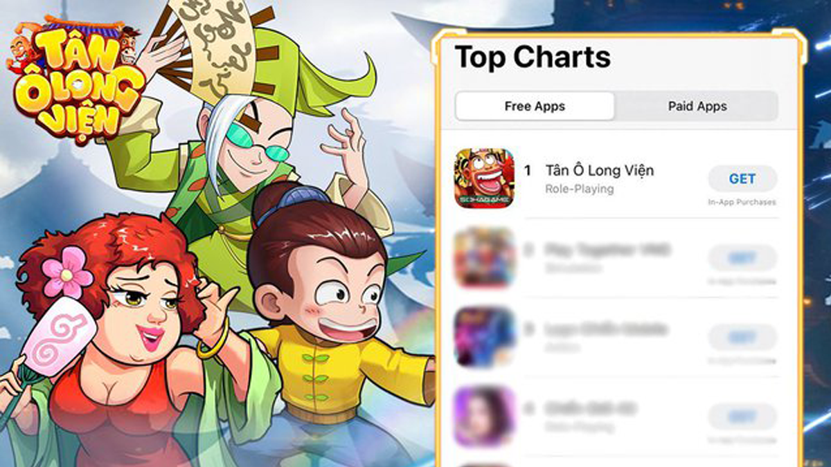 Tân Ô Long Viện đả bại loạt đối thủ huyền thoại, cứ vài ngày lại… Top 1 App Store 1 lần