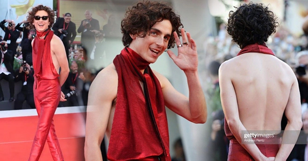 Timothée Chalamet mặc áo hở lưng trên thảm đỏ LHP Venice