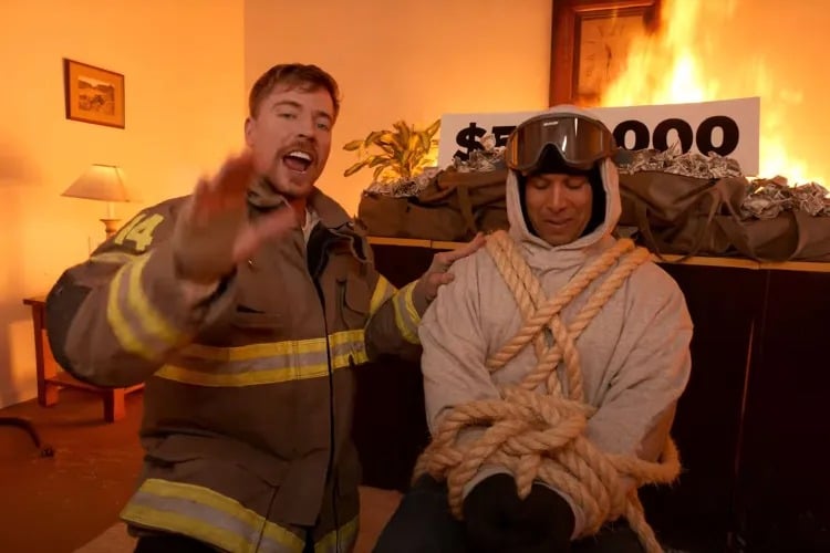 MrBeast lên tiếng bảo vệ việc “nhốt người trong tòa nhà cháy” để giành 500.000 USD