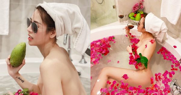 Quế Vân bất ngờ tung ảnh nude toàn tập, khoe thân táo bạo trong bồn tắm, nhưng cho hỏi quả xoài ở đây làm gì vậy?