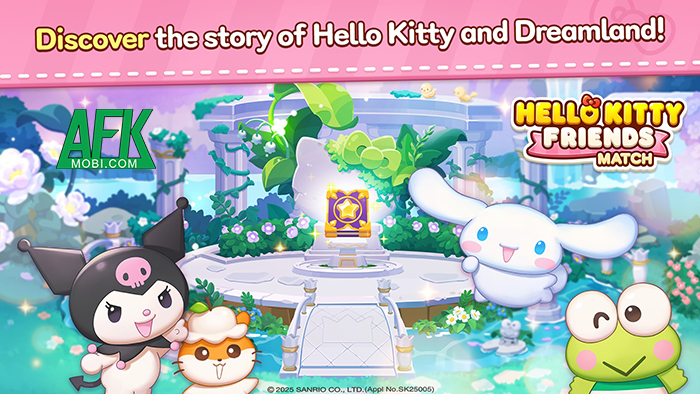 Xây dựng lại ngôi làng đổ nát trong game casual giải đố match-3 Hello Kitty Friends Match