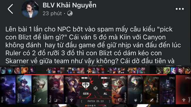 BLV Khải Nguyễn VAR viewer sau khi bị chê bình luận “cảm tính” trong trận Gen.G vs AL