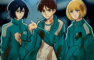 Fan anime ngẩn người khi thấy dàn nhân vật Attack on Titan bị Squid Game 