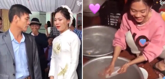 Cô gái khóc chia tay về nhà chồng, bố 