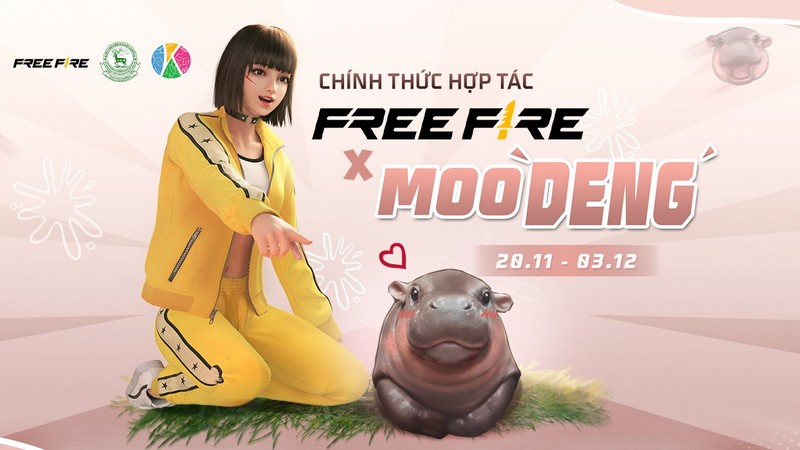 Garena Free Fire là trò chơi trực tuyến đầu tiên hợp tác với chú hà mã nổi tiếng "Moo Deng"