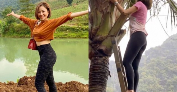 Trâm Anh đăng ảnh leo cây dừa, mặc sai trang phục khiến dân mạng chỉ trích