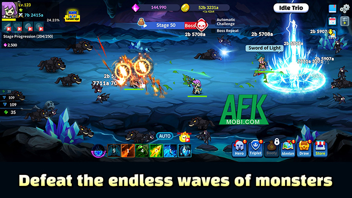 Idle Trio mời game thủ phát triển bộ tam anh hùng của mình một cách nhàn rỗi