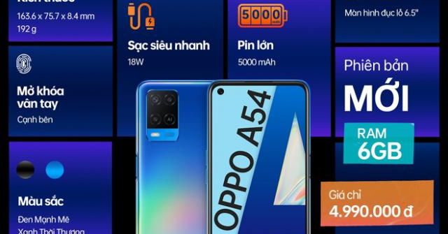 Rước ngay OPPO A54 6GB cùng “deal khủng” trên Lazada