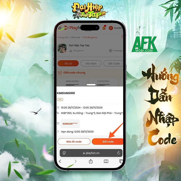 Tổng hợp gift code game Đại Hiệp Tap Tap mới nhất trong tháng