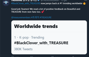 Bất ngờ: Hashtag Black Clover_with TREASURE leo top 1 trending toàn cầu và được nhiều người tìm kiếm