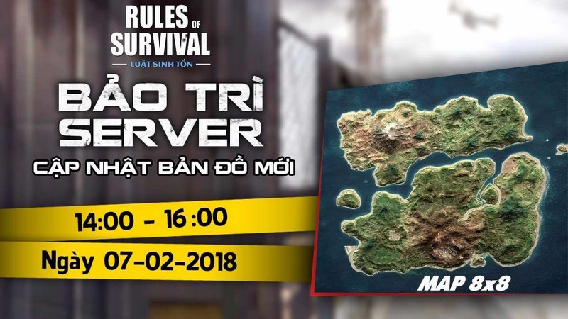 Hôm nay, Rules of Survival cập nhật map mới 8x8 lên đến 300 người chơi