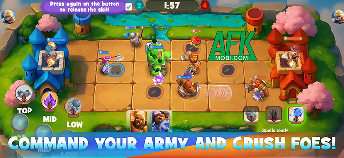 Sử dụng các tay sai để đánh bại đối thủ trong game chiến thuật PvP Kingdoms Collide Mobile