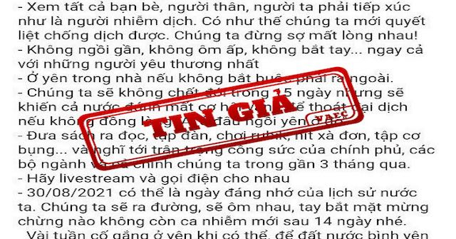 Giả mạo phát ngôn của Phó Thủ tướng Vũ Đức Đam về dịch COVID-19