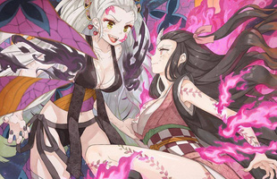 Sau nhiều làn sóng công kích, poster của Nezuko và Daki trong Kimetsu no Yaiba: Yuukaku-hen bị 