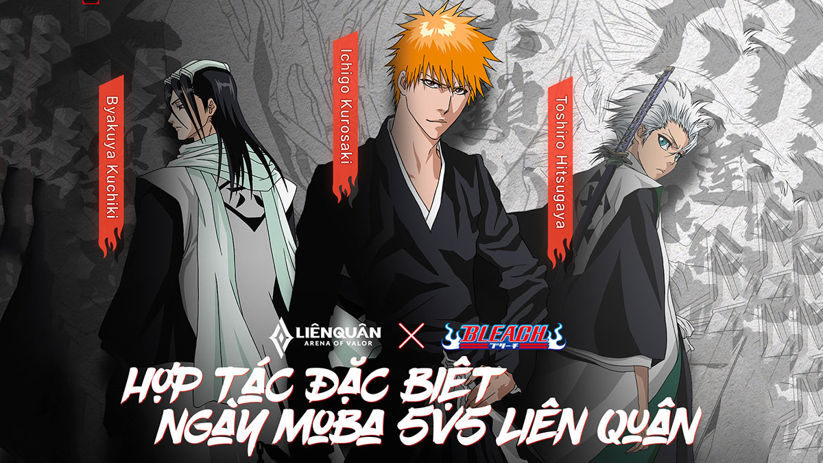 Liên Quân Mobile hợp tác với BLEACH ra mắt trang phục độc quyền Ichigo Kurosaki, Byakuya Kuchiki và Toshiro Hitsugaya