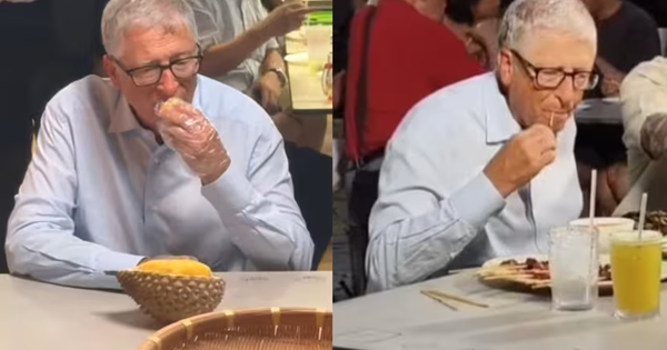 Bắt gặp Bill Gates ngồi ăn sầu riêng
