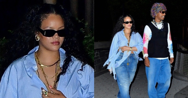 Rihanna đeo trang sức đắt tiền đi chơi đêm cùng bạn trai sau khi sinh con