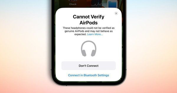 iOS 16 cảnh báo khi dùng AirPods nhái