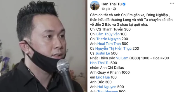 Hàn Thái Tú công khai chi tiết số tiền phúng điếu trong tang lễ ca sĩ Vân Quang Long tại Mỹ