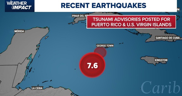 Cảnh báo sóng thần được ban bố sau vụ động đất mạnh 7,6 độ richter tại vùng biển Caribbean