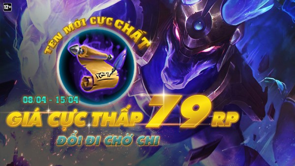 Giảm giá Thẻ Đổi Tên chỉ còn 79 RP – Tên mới cực chất giá cực thấp từ 08/04 đến hết 15/04