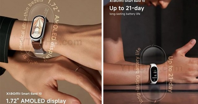 Rò rỉ hình ảnh Xiaomi Smart Band 10, màn hình AMOLED và pin 21 ngày