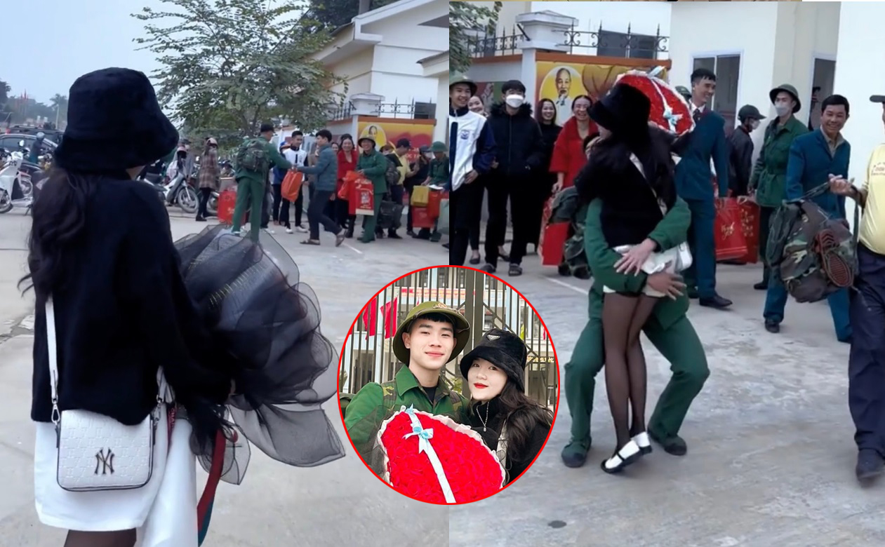 Gặp bạn gái ngày xuất ngũ, chàng trai ôm chặt chẳng muốn rời: Cảm ơn đã chờ anh!
