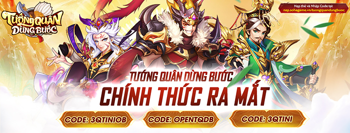 AFKMobi tặng nhiều gift code game Tướng Quân Dừng Bước giá trị