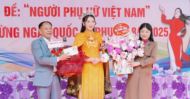 Á Hậu Hà Hồng Gấm trở về thăm trường tiểu học cũ, gặp lại thầy cô và truyền cảm hứng cho học sinh