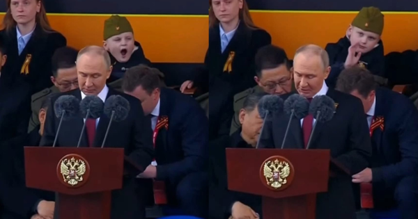 Vô tình lọt vào camera ngay thời khắc Tổng thống Putin phát biểu, cậu bé có biểu cảm khiến cả mạng xã hội chấn động