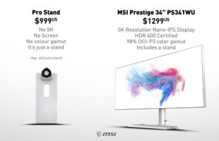 MSI tung quảng cáo đá xoáy Apple “Màn hình của chúng tôi đi kèm chân đế”