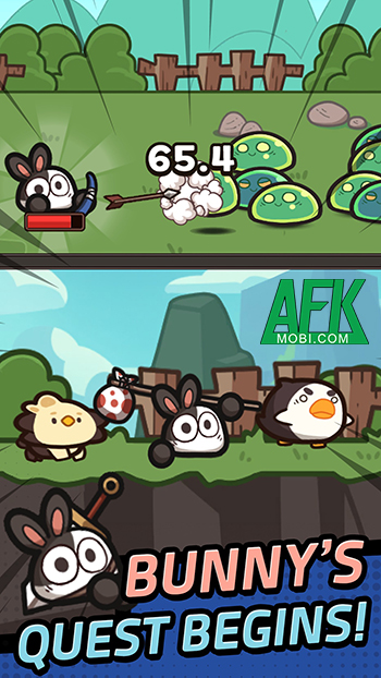 Cùng chú thỏ của bạn chiến đấu tiêu diệt bọn quái vật trong game Bunny Game: Hero Pals
